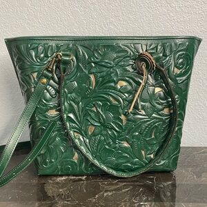Patricia Nash Green and Gold Embossed Tote